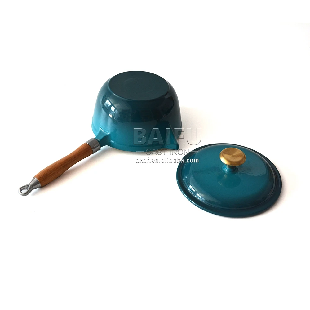 17/19/21cm Factory Supply Enameled Cast Iron Sauce Pan Saucepan with Lid Enamel Cast Iron Sauce Pot Milk Noodle Soup Pot Saucier