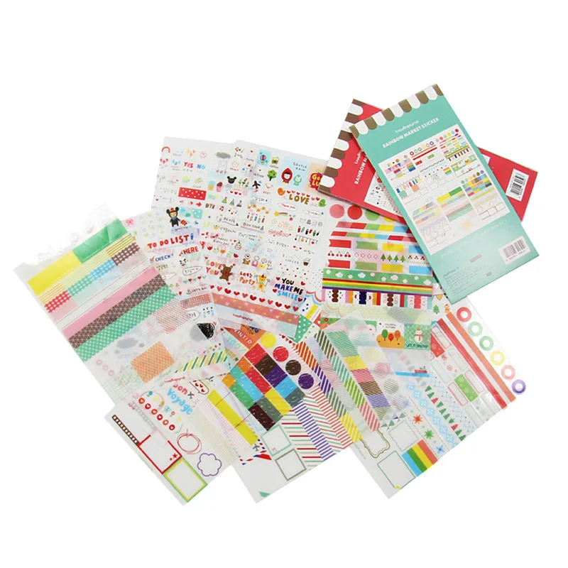 6 Pack DIY Diary Stickers Simple Cartoon PVC Transparent Album Stickers Small Things Style