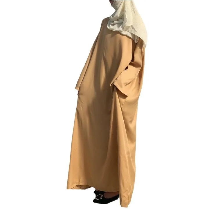 2024 Dubai Wholesale Maxi Yellow Long Sleeve Soft Comfort Tradition Muslim Woman Evening Dress