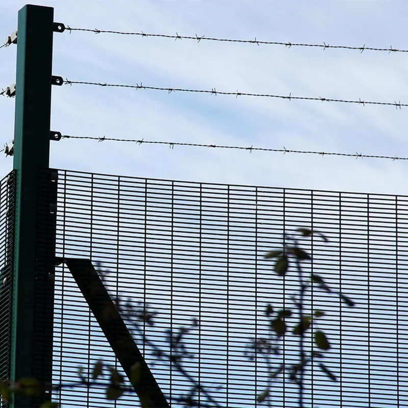 
Wholesale 358 high security anti climb PVC coated airport fence with barbed wire 