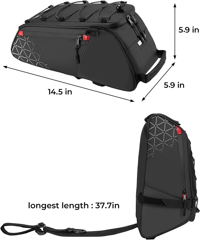 Rear Bike Rack Bag 8L PVC Waterproof Pannier for Road and Mountain Bikes for Cycling