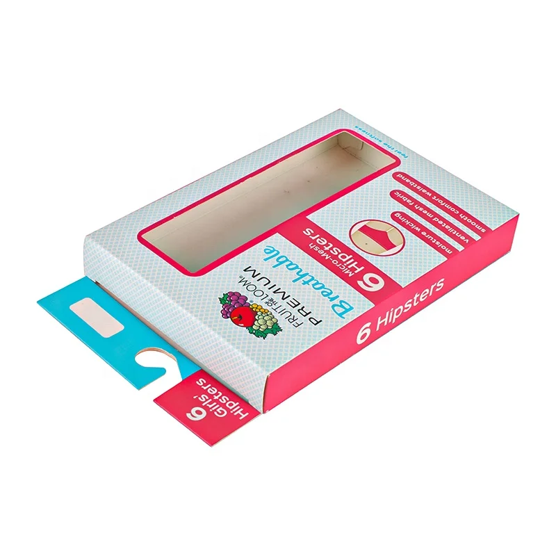 Wholesale Square Hanging Underwear Panties Packaging Box Boxes Paper Box
