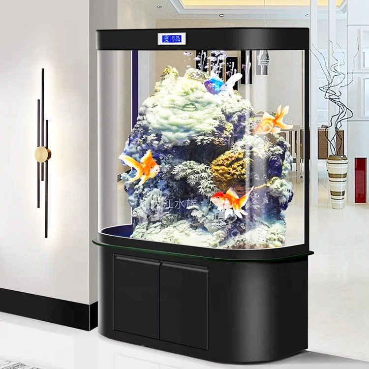 Home decoration LED acrylic oval round column aquarium fish tank