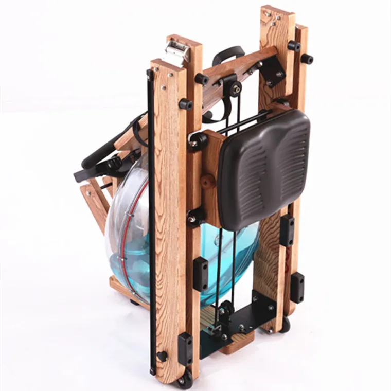 Wooden folding rowing machine Folding water resistance Household aerobic fitness equipment