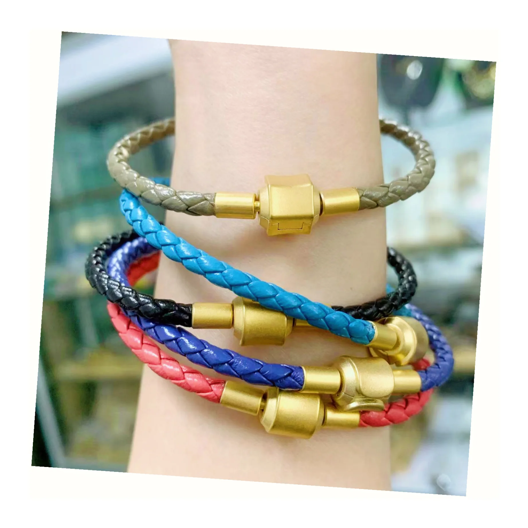 2025 Trendy Jewelry Braided Genuine Sheepskin Leather Bracelet