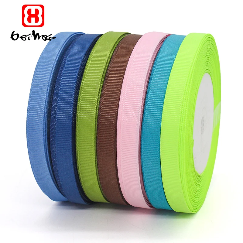 Factory Wholesale Gift Ribbon 100% Polyester 10 mm Grosgrain Ribbon Solid Color Double Face  Ribbon for Gift Wrapping