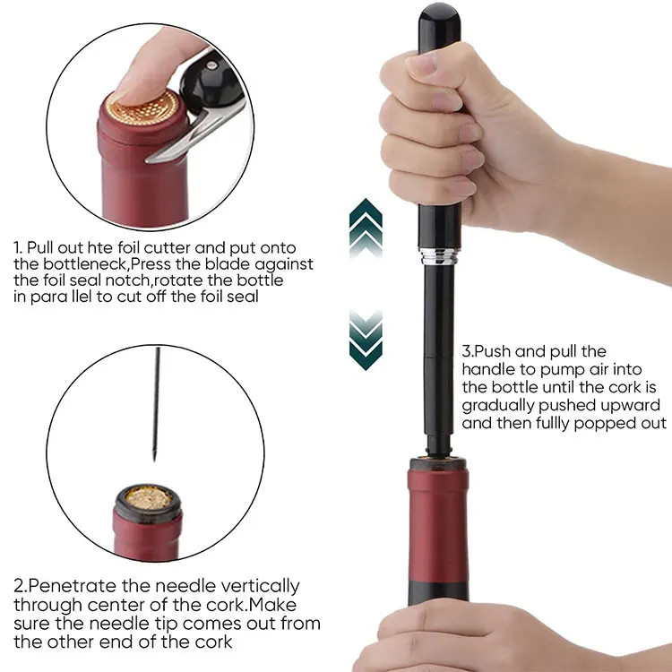 Factory Wholesale Luxury Plastic Easy Cork Remover Corkscrew Pen Air Pocket Pressure Pump Wine Opener