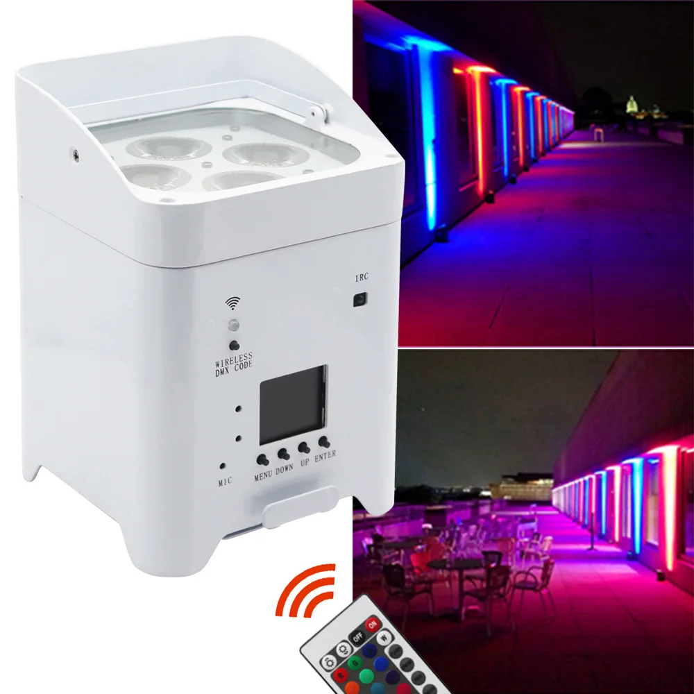 4X18W DMX Battery Wireless LED Par Light 6 in 1 IR Control DJ Wedding Wash Uplight Stage Effect Light
