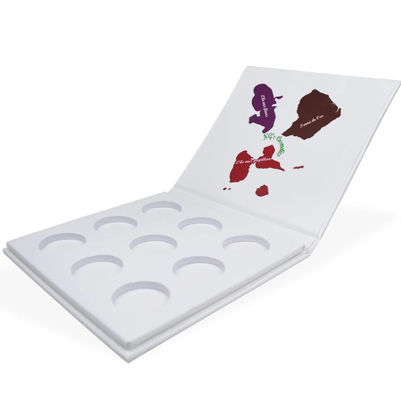 Excellent Quality Customized Printing Design Recyclable Cosmetic holes Magnetic Eyes Shadow Palette With Mirror Packaging