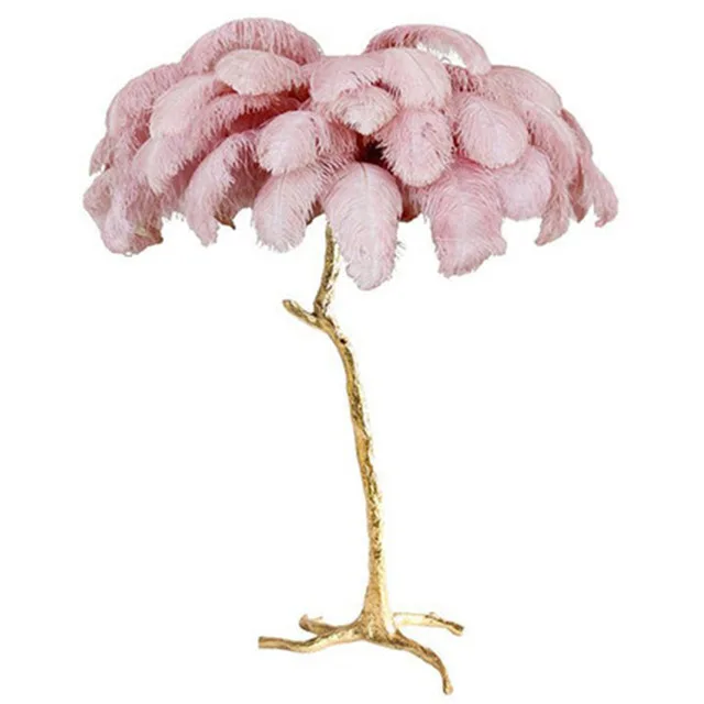 
Decoration Romantic Atmosphere Nordic Flamingo Ostrich Feather Resin Floor Lamp Led Standing Lamp 