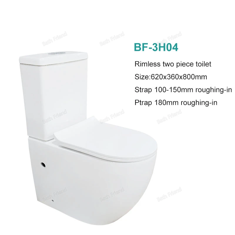 Bathroom sets sanitary ware P trap square shape water closet commode cheap  back to wall rimless two piece wc toilet