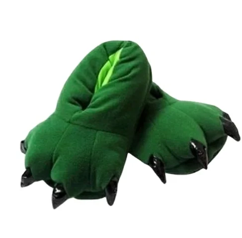 High quality factory all colors plush animal claw indoor winter shoes dinosaur cute fashion Paw plush slippers slides