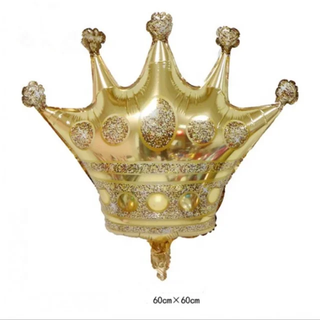 Wholesale hot sale small size 60x60cm Gold Silver Crown Foil Balloons Golden Silver Crown Aluminum Helium Birthday party Globos