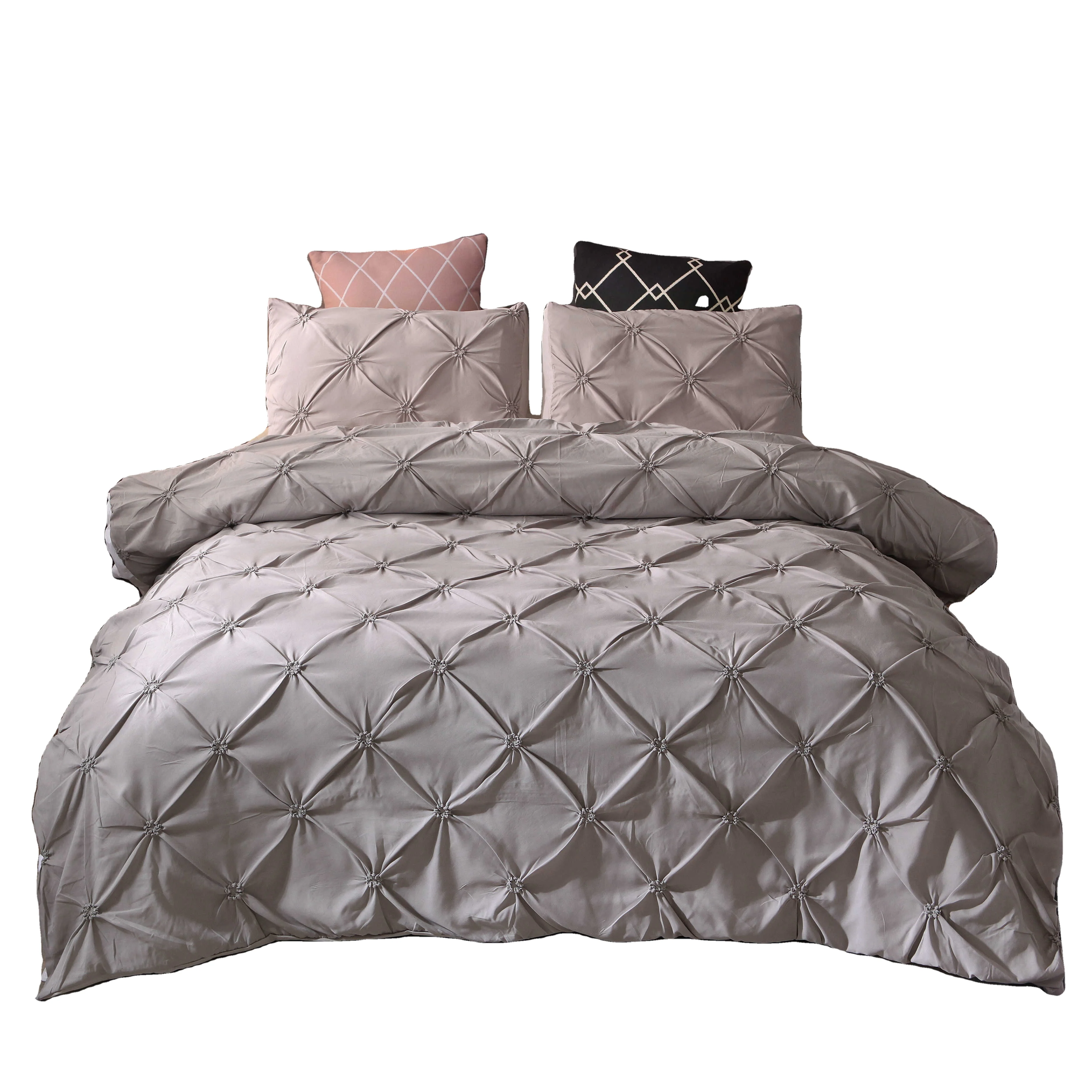 3 шт. плиссированный пододеяльник из 100% полиэстера с застежкой-молнией и угловыми завязками декоративный чехол для кашне (серебристо-серый)