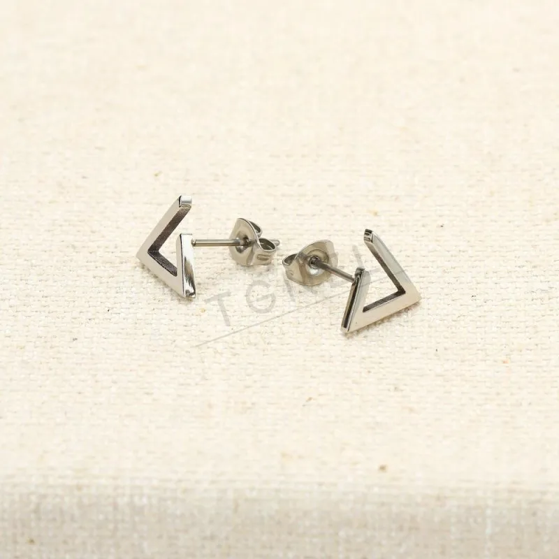 Nickel free Hollow Stud Earring with Triangle Shape  Pure Titanium Post Earrings for Women Body Jewelry