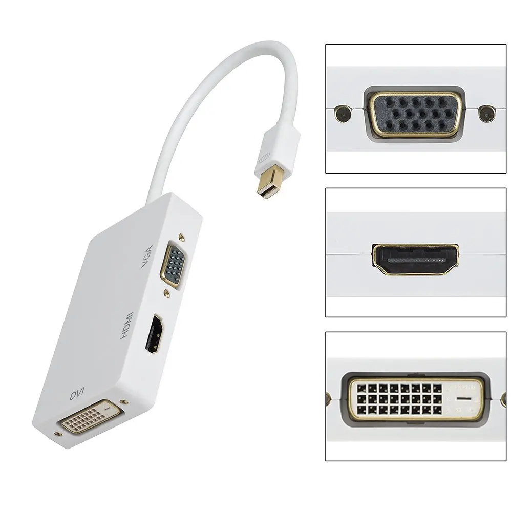 1080P 3 in 1 Mini DP 1.2 to VGA HDTV DVI  Hubs Mini DisplayPort  to VGA HDTV  DVI Adapter