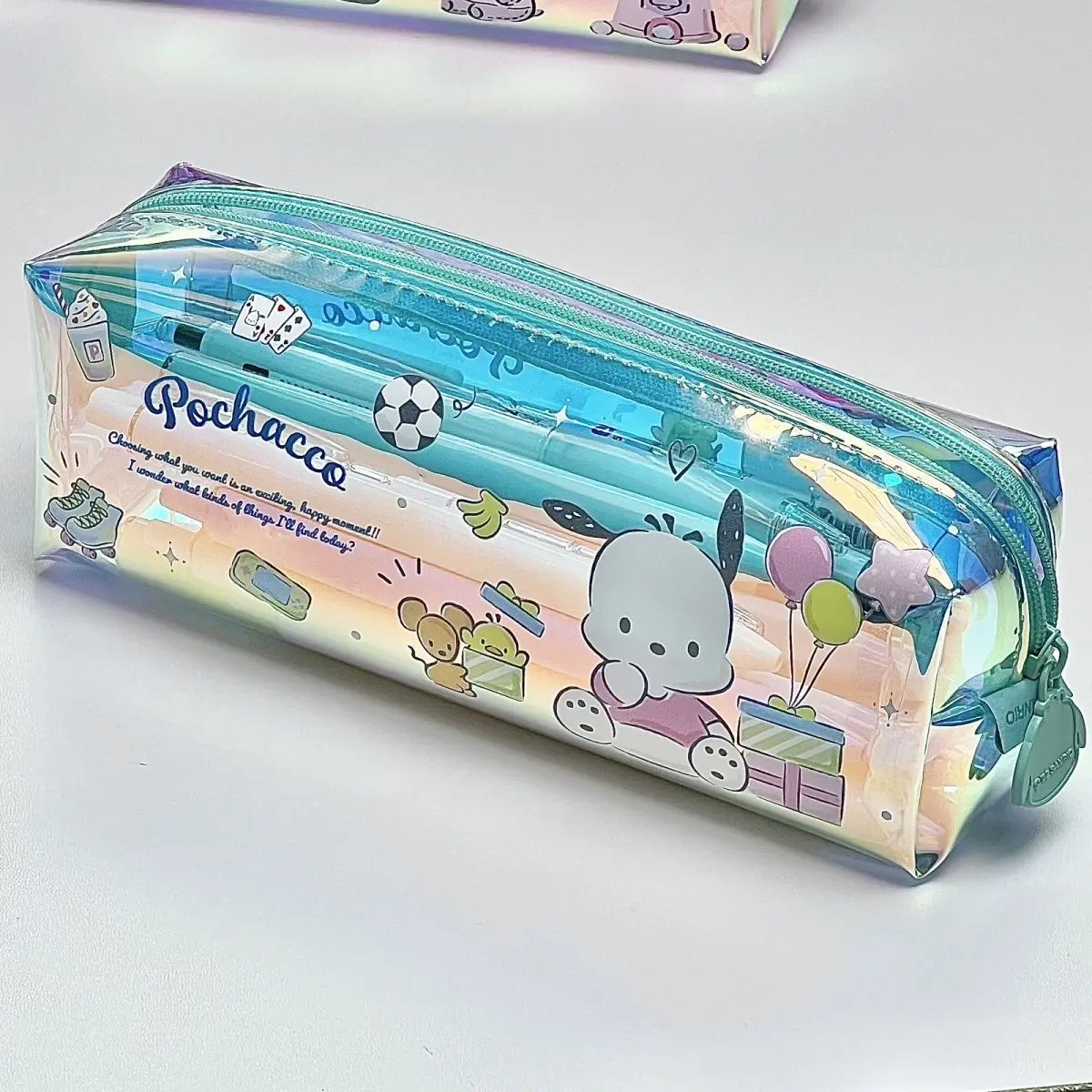 Sanrioed Pencil Case Storage Bag  Kuromi No Interlayer Transparent Water Proof Pencil Case Study Cartoon Animation Gift YY166