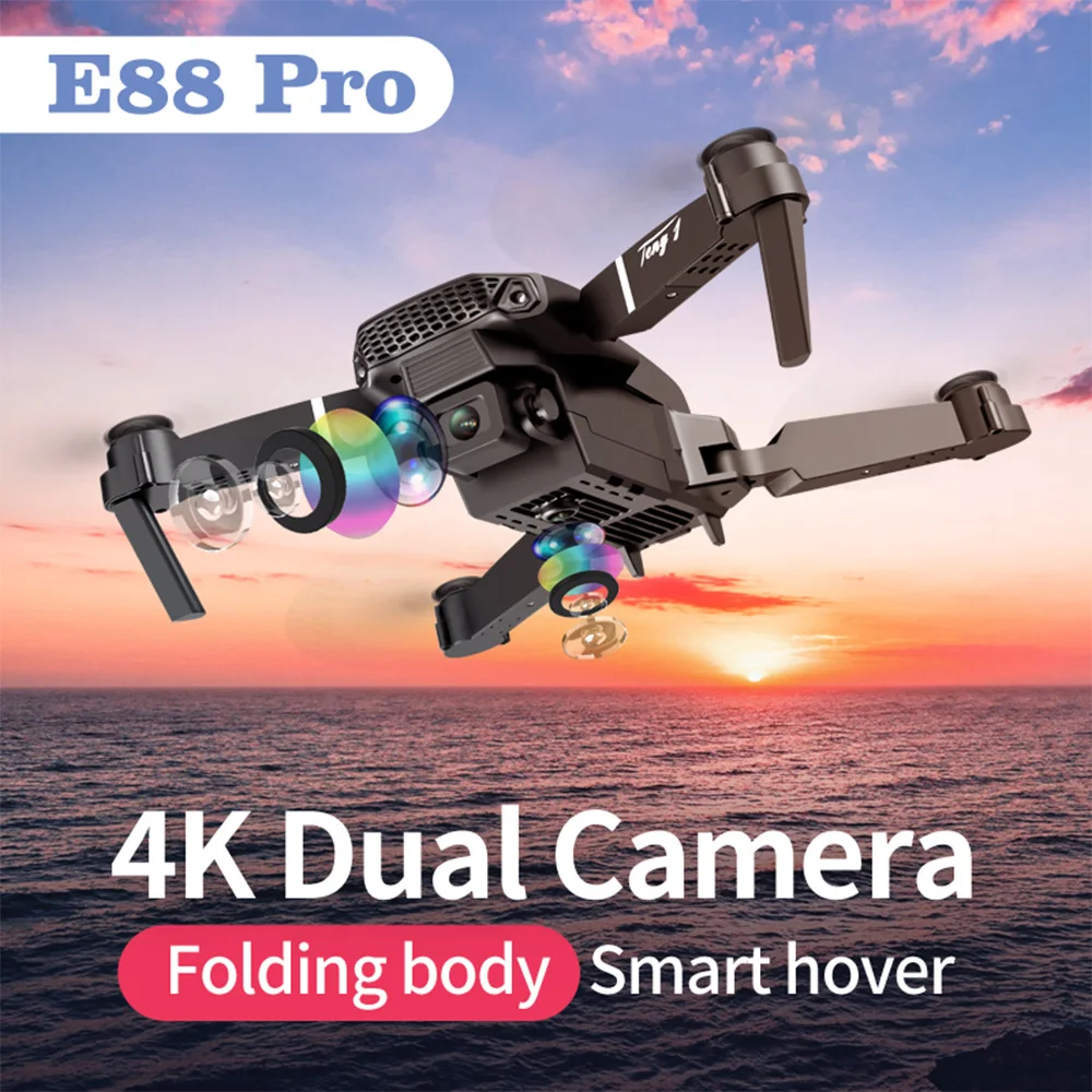 New E88 Pro Drone With Wide Angle HD 4K 1080P Dual Camera Height Hold Wifi RC Foldable Quadcopter Dron Gift Toy E88 Drone