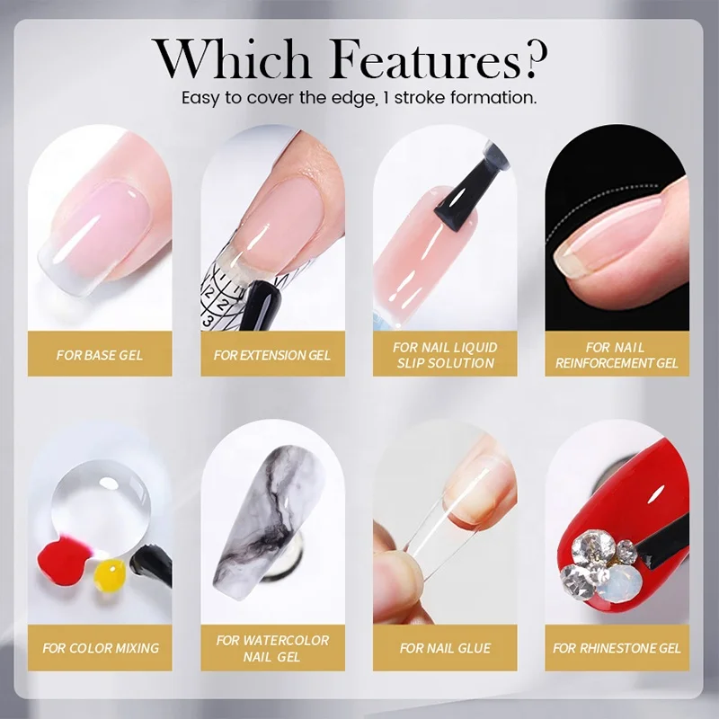 BORN PRETTY OEM Custom Logo 8 in 1 Odorless Resin BIAB Builder Brush on Nail Glue Gel Used for Base Gel UV Nail Extension Gel