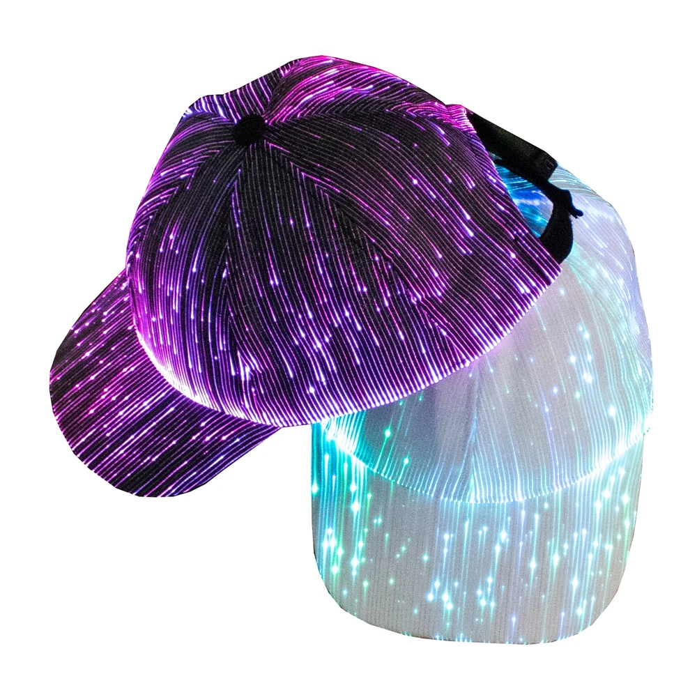 Rechargeable LED Luminous Cap Glowing Linen Snapbacks Optical Fiber Music Festival Halloween Hip Hops Hat Holiday Baseball Caps