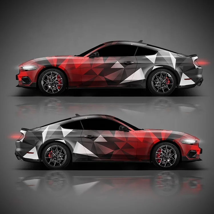 Air bubble free car vinyl wrap triangle full truck car body wrap graphics triangle pattern vehicle car wrap