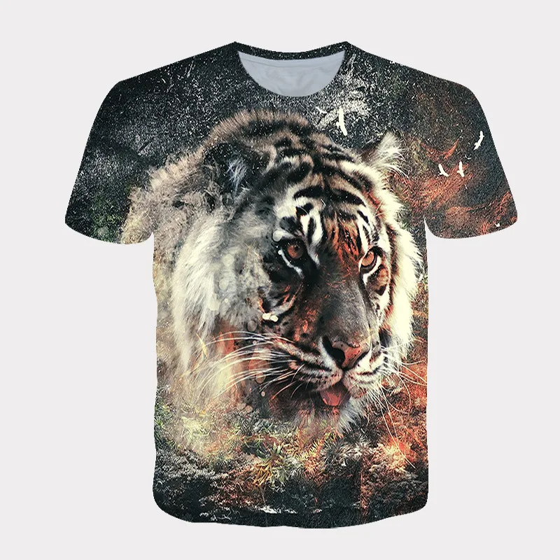 bloom men  women  white  tiger lion   wolf 3d printing  t shirt   short  sleeve animal   3D printing t  shirts