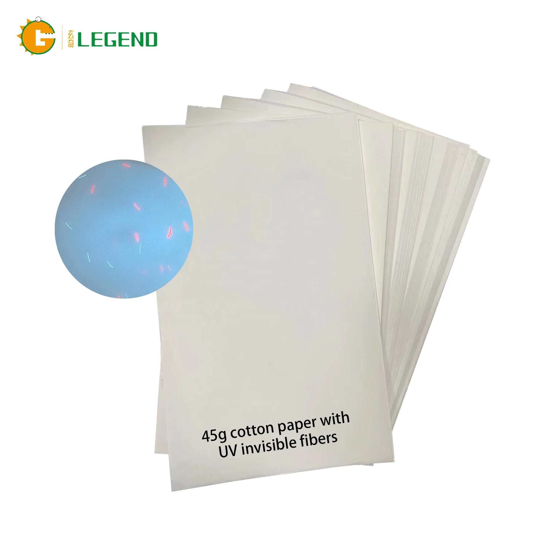 GDLEGEND 45g 100pcs bond paper A4 embedded security UV invisible fibers cotton rag paper