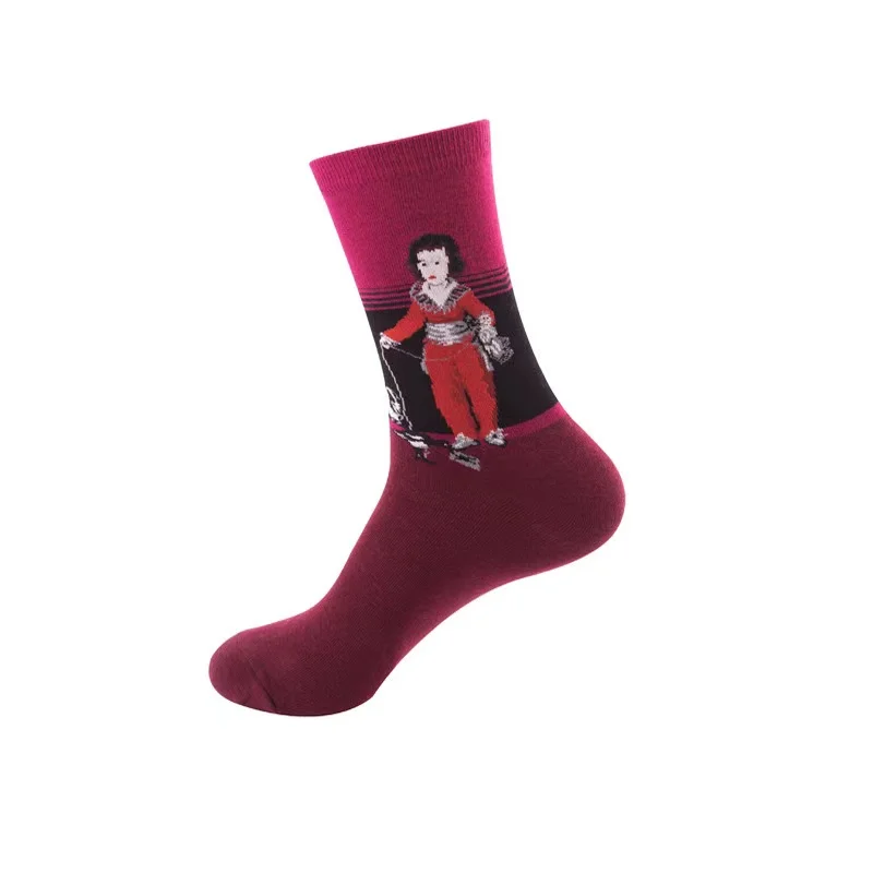 
Foreign trade oil painting socks spring Europe and the United States adult socks women spring and autumn stockings in Cotton 