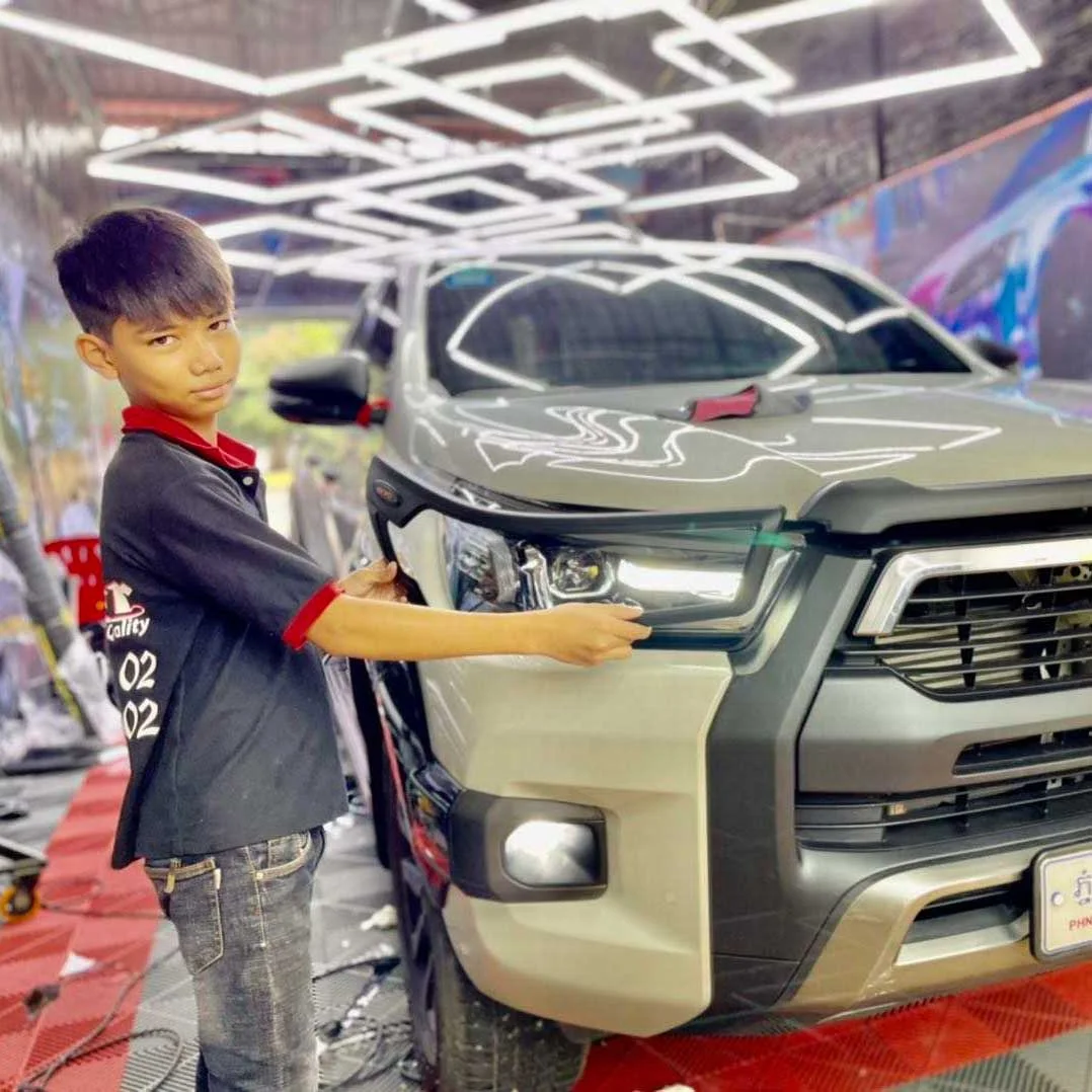 For Toyota Hilux  High version Headlight Decoration Lamp Hoods Head Light Cover Hilux REVO 2021+ ABS Body Parts Auto Accessories