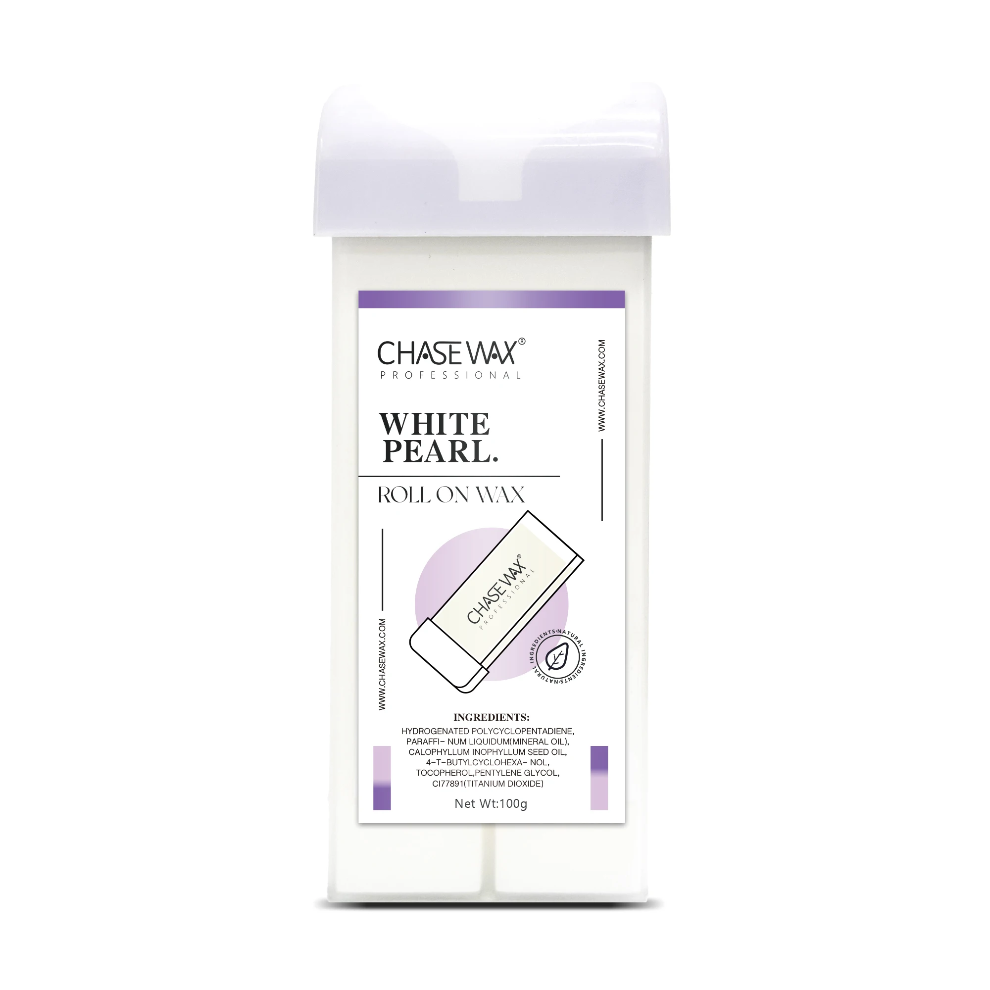 Chase Wax 100g Rosin Free White Pearl Soft Roll On Wax Cartridge For Body Waxing