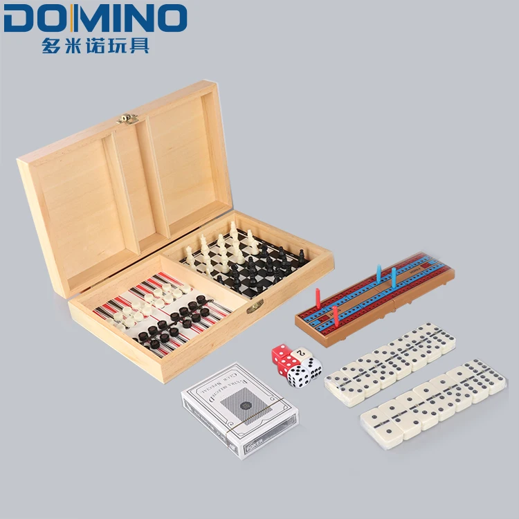 Factory Professional 5 in 1 Multi function chess set wooden luxury chess gift for kids