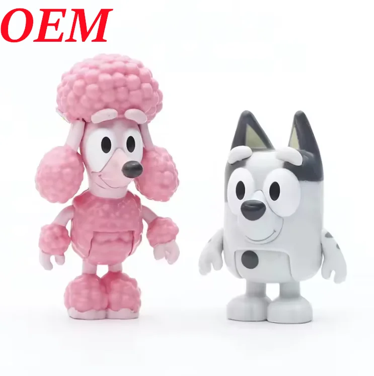 Custom High Quality Small Dog Bingo Movable Joints Model 8-Piece Plastic Family Dog Toy Figurine Set