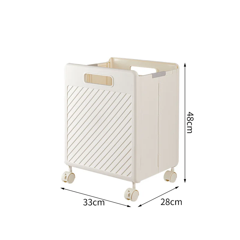 XJH 45L Foldable Plastic Storage Basket Rolling Laundry Basket with Handles and Universal Wheels for Home Clothing Storage