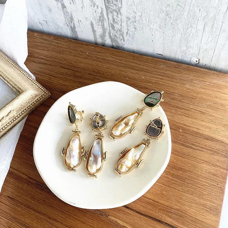 Natural Abnormity Baroque Pearl Earring With Pure Silver Needle