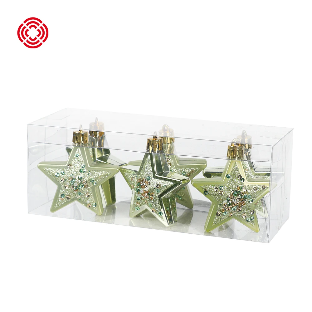 6.5cm/6pcs Christmas star painted Ball Hanging Ornaments Christmas Tree Decoration New year Items