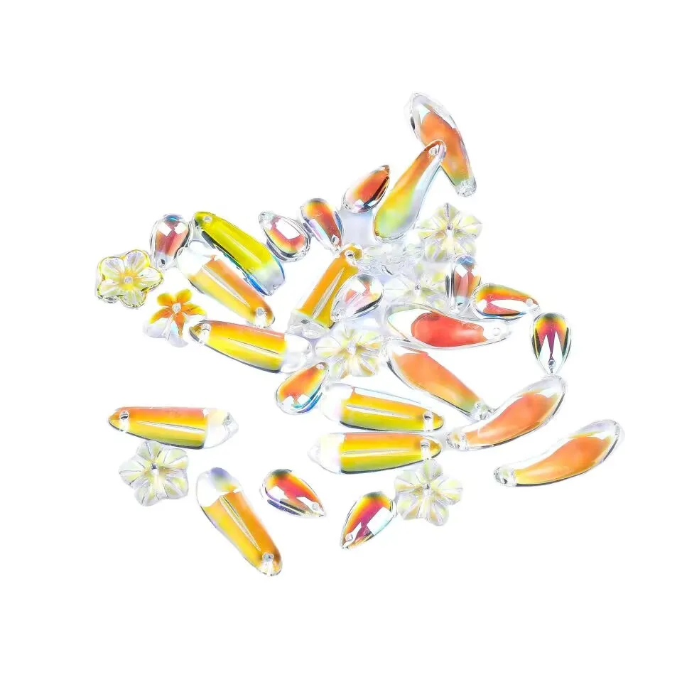 Glass drop beads transparent invisible crystal necklace pendant glass crystal magic color beads