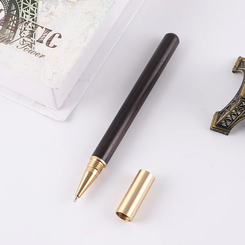 High-end mahogany Ebony Brass signature pen Creative Mahogany Custom neutral pen Gift box Metallic brass pen