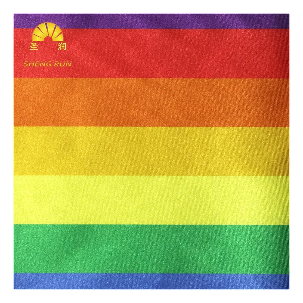 NO MOQ Factory Direct Digital Printing Customized 100% Polyester Rainbow Satin Recycled Fabric