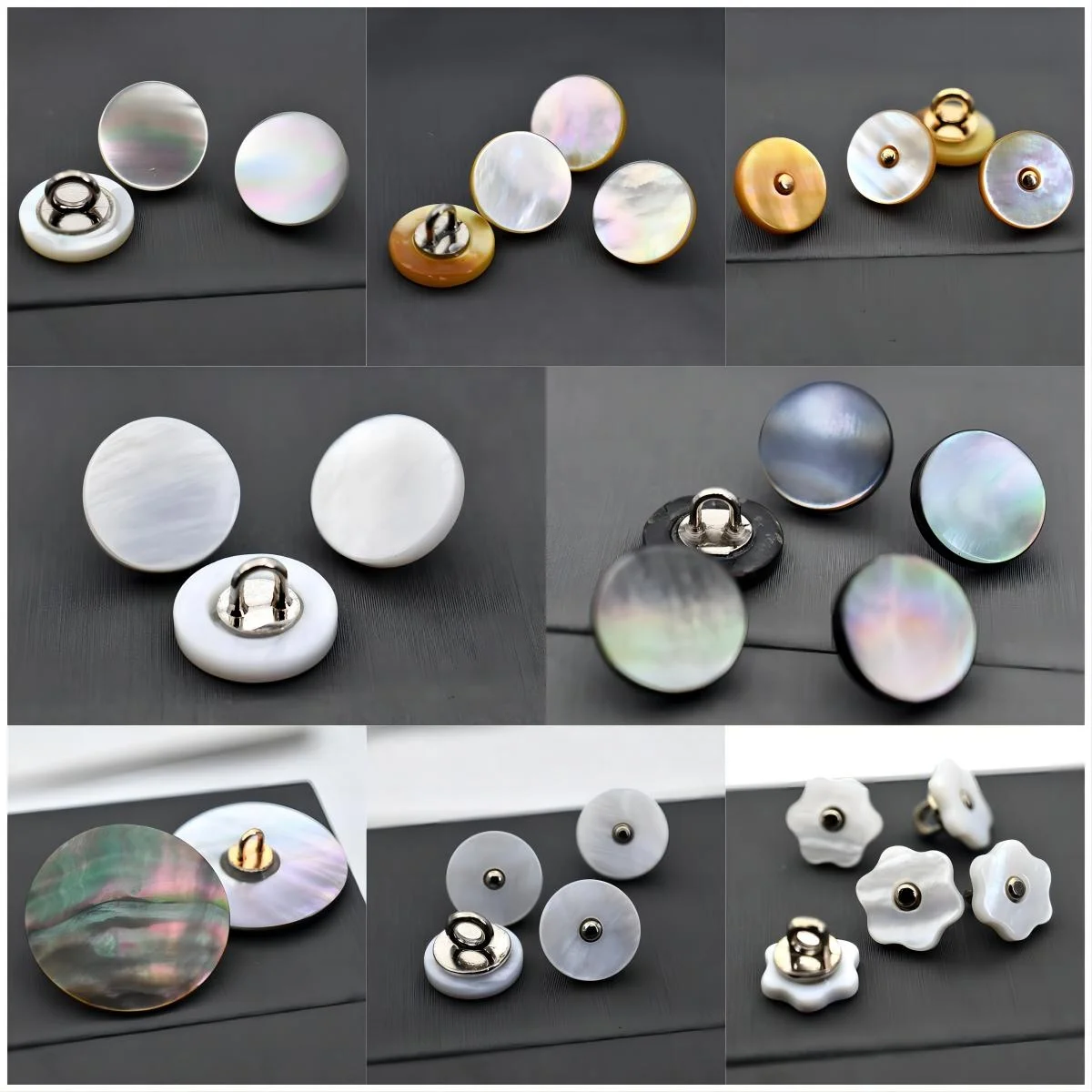 10MM 11.5MM 12.5MM 15MM 18MM 20MM 23MM 25MM Mother of Shell Pearl Alloy Hand Sewing Sew Shank Button
