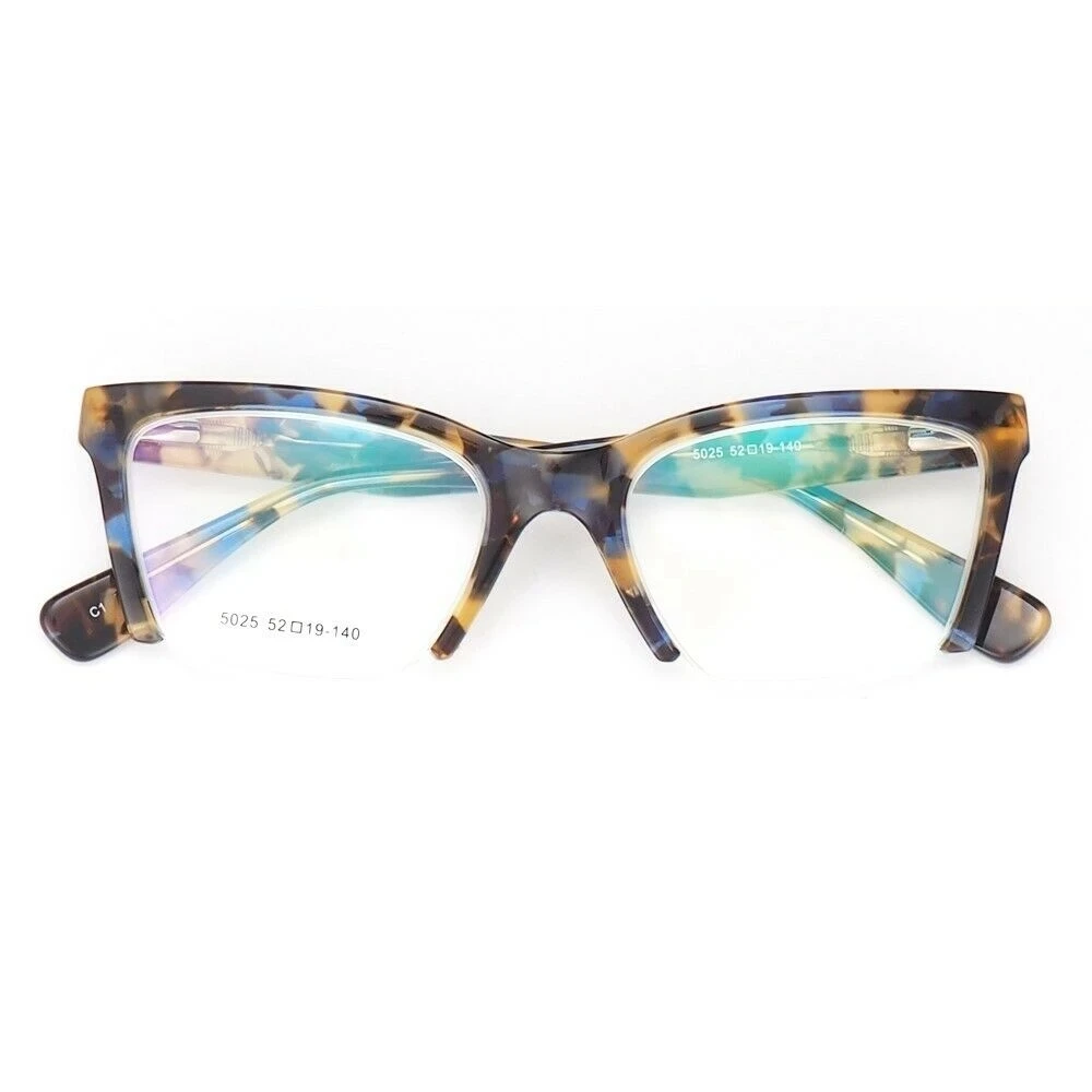 
2021 Women Semi halfrim Eyeglasses Frames for women Cateye Fashion Leopard Print Tortoise Rx Glasses Frame red Retro Eyewear 