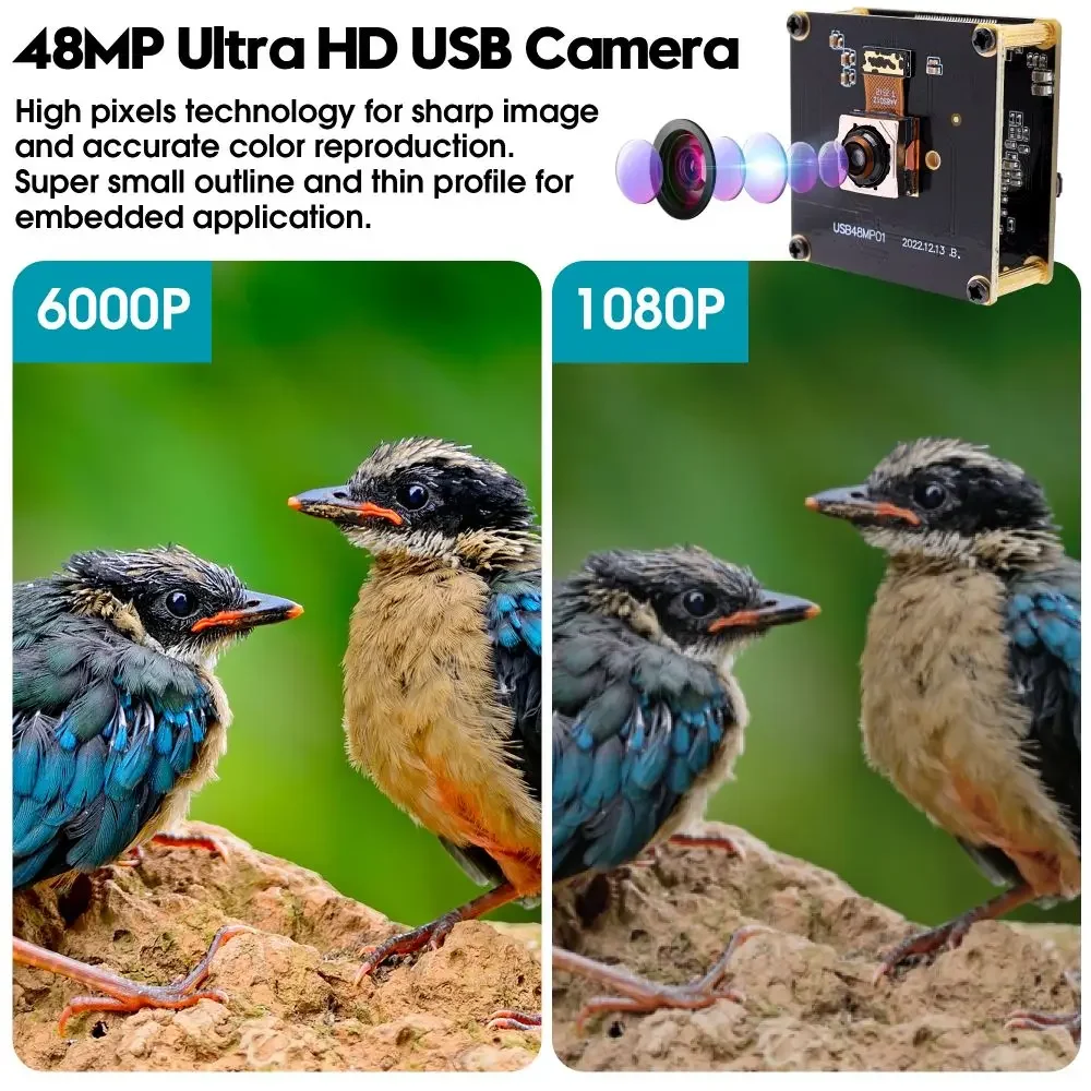 ELP 48MP Autofocus USB Camera 70 Degree Webcam UVC Free Driver Mini Camera Module for Security Video Scanning Tablet Laptop PC