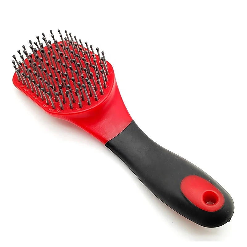 hot sale anti-slip Long handle cheap plastic grey red portable  durable Clean horse hair massage comb for horse