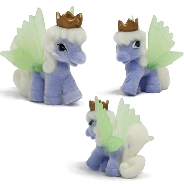 WJ2401 Mini Pony Doll Toy with Green Wings Anime Flying Horse Figurine Safe Flocked PVC for Children