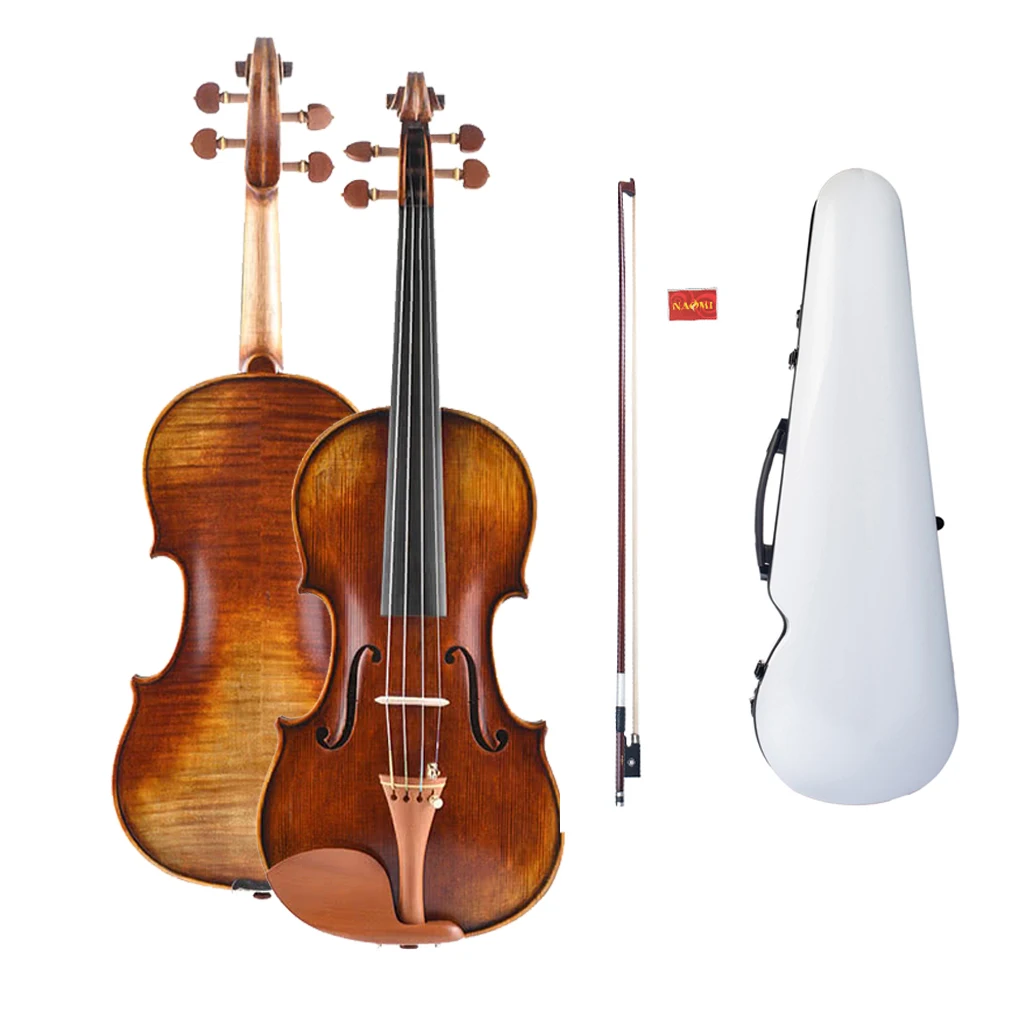NAOMI Pro Master Maestro Antonio Stradivari 1716 Copy Handmade Antique 4/4 Violin Concert Fiddle Full Size Violin Fiddle Kit SET