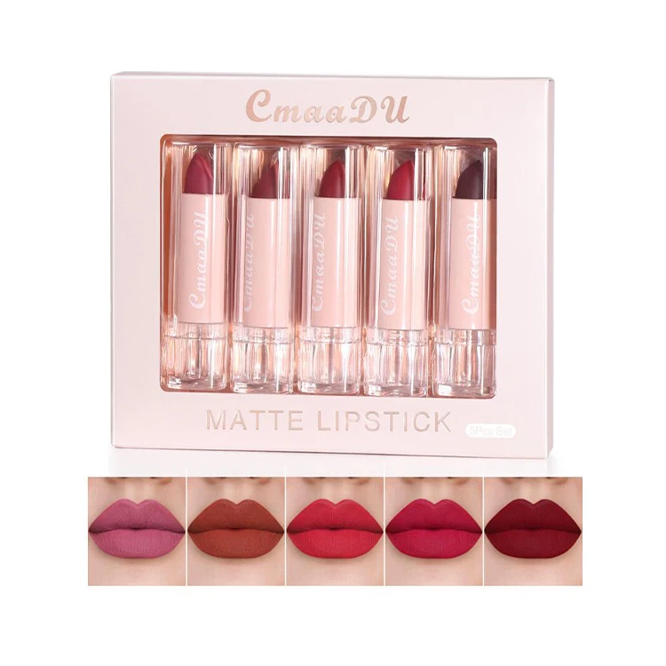 Matte lipstick 5Pcs set Long-Lasting Waterproof Makeup Cosmetics 5 Colors Matte Lipstick Set  Lip Gloss
