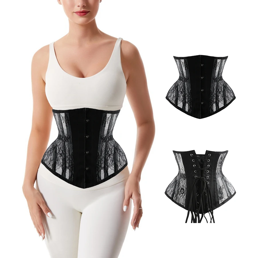 High Waist Satin Jacquard Cambodia Tight Slim Belt Girdle Belly Button Vintage Corsets Bustiers Tummy Control Shaper