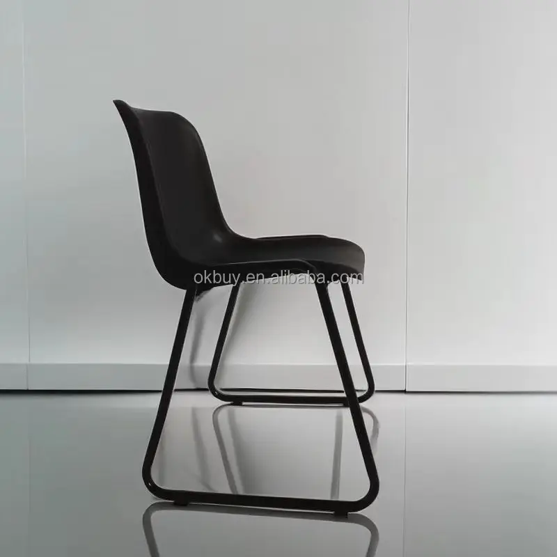 Best Quality Modern Simple Stackable Comfortable Dining Home Study Office Restaurant Chair With PP Shell Metal Slide Base Leg