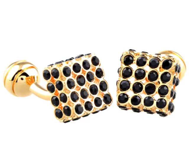Business High End Full Diamond Crystal Czech Drill Square Shirt Cufflink For Mens
