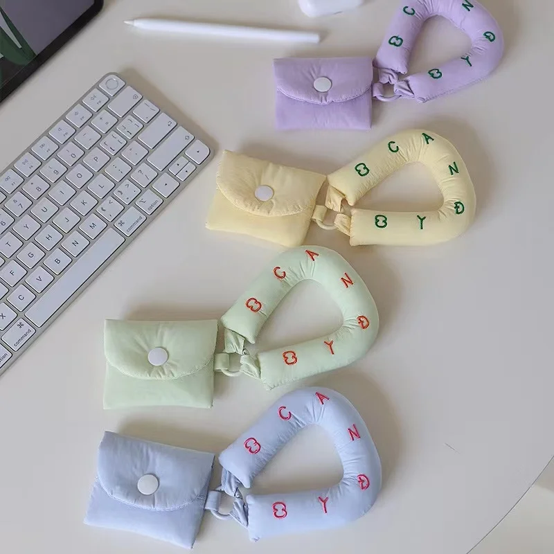 Модный цветной нейлоновый пухлый милый мини-чехол для Airpods портативный чехол переноски