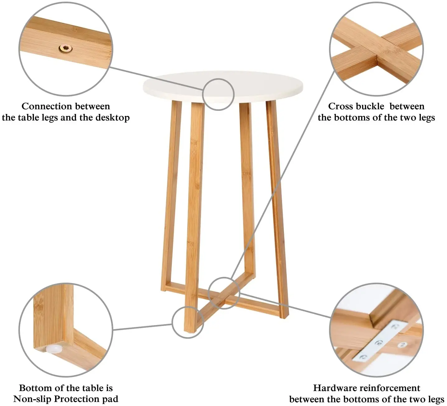 bamboo wood bedSide Table Modern Nightstand Round Side End Accent Coffee Table for Living Room Bedroom Balcony
